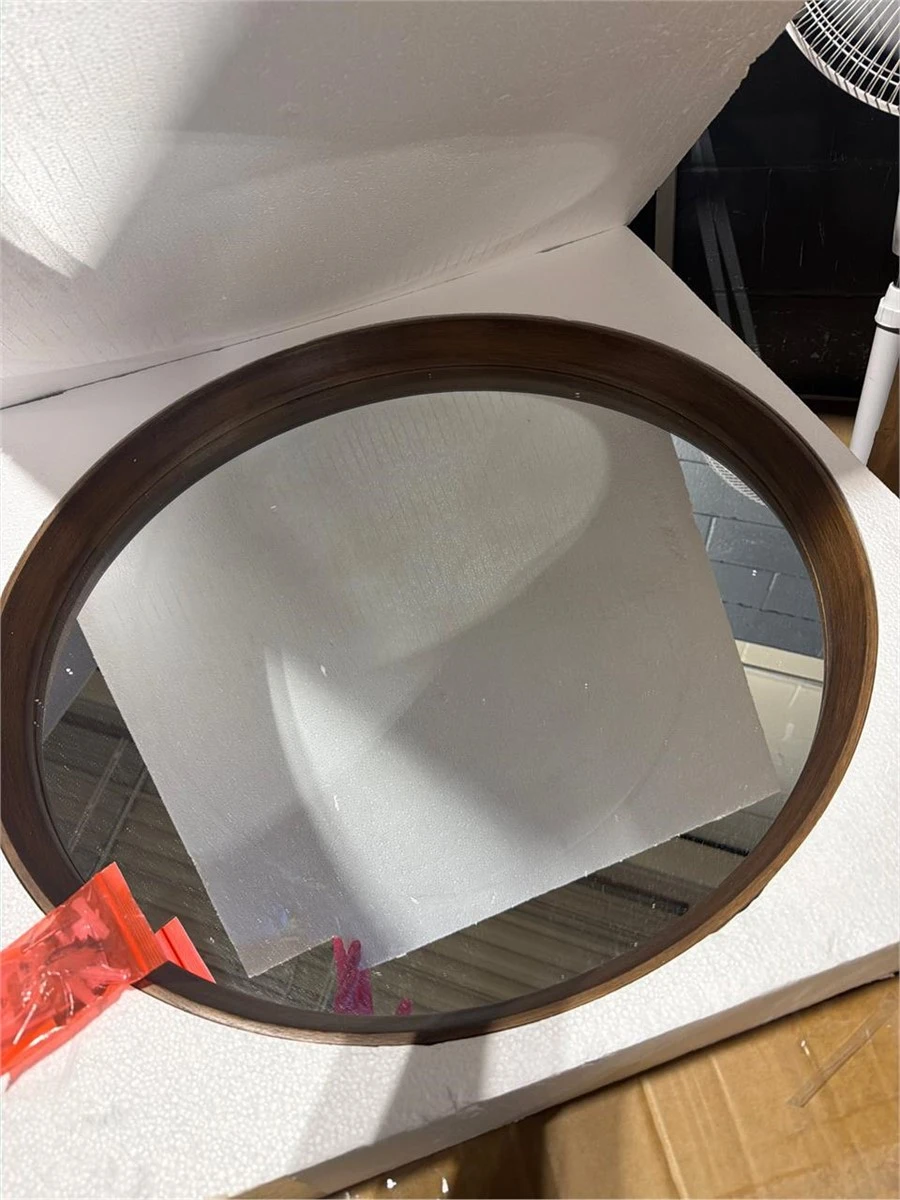 Round Mirror 24" Center Brown Wood Wall Mirror - photo 4