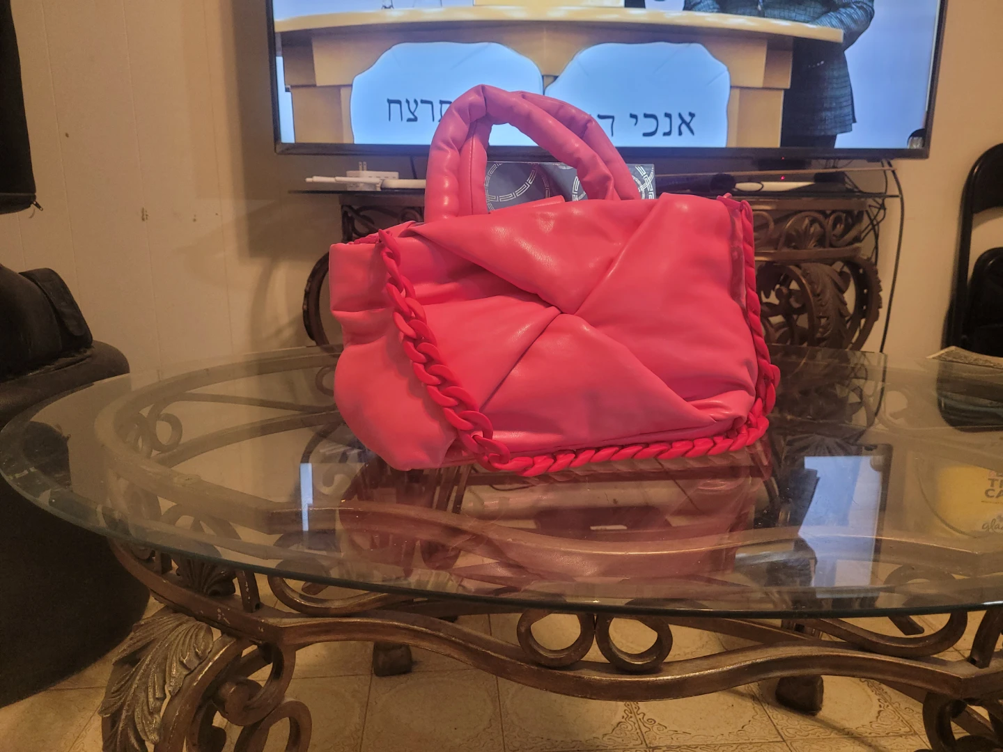 Pink Quilted Puffer Tote Bag
