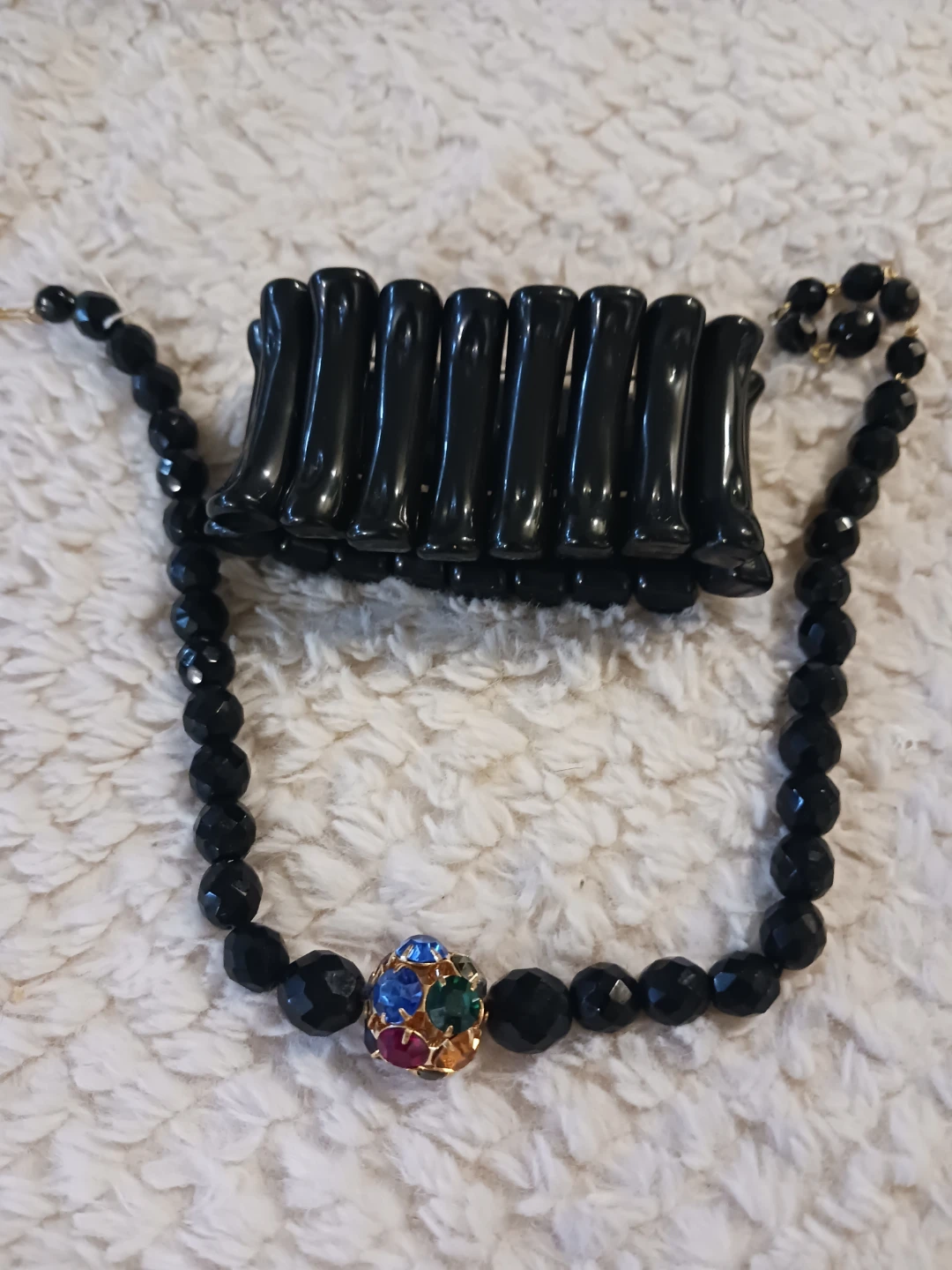 Black Beaded Necklace and Bracelet Set - photo 2