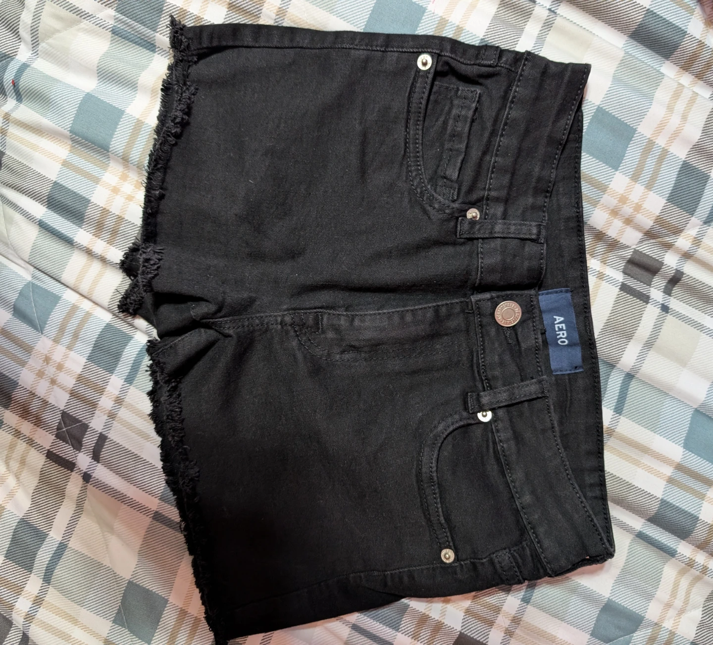 AERO High Rise Midi Denim Shorts