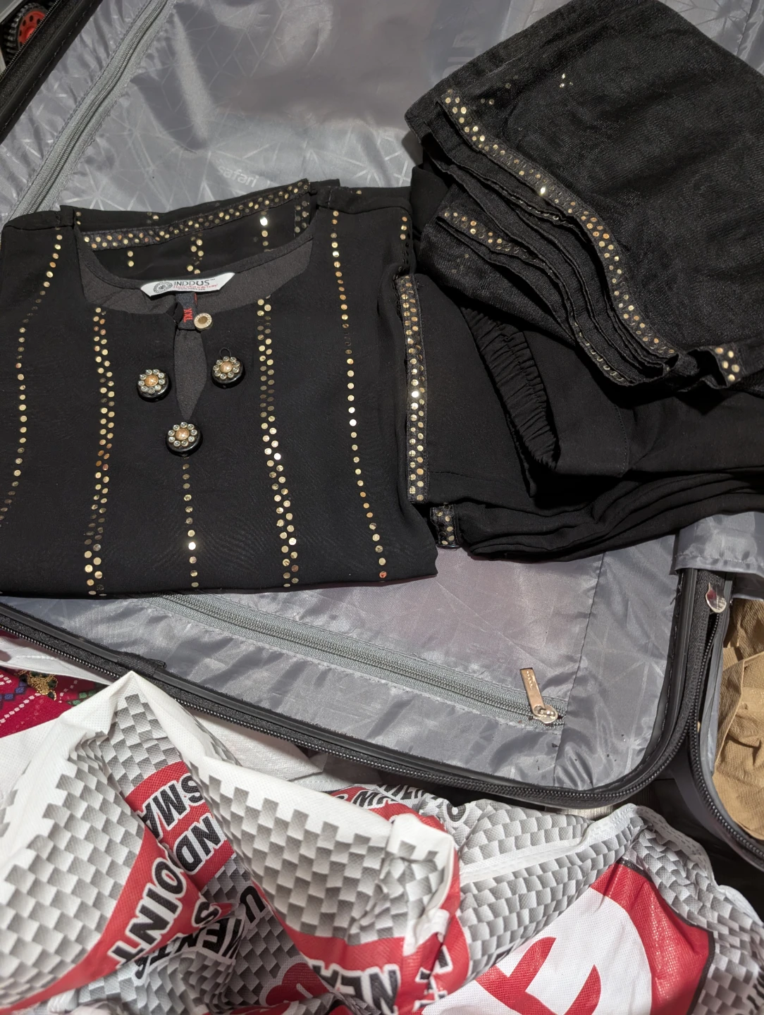 INDUSLOOK Black Sequined Kurti and Pants Set - photo 2