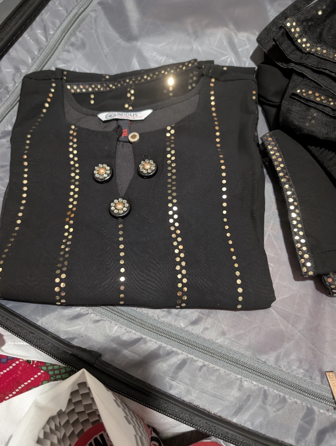 INDUSLOOK Black Sequined Kurti and Pants Set - photo 3