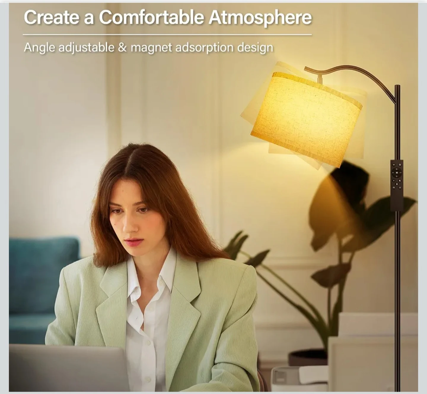 Adjustable Floor Lamp with Linen Shade - photo 4