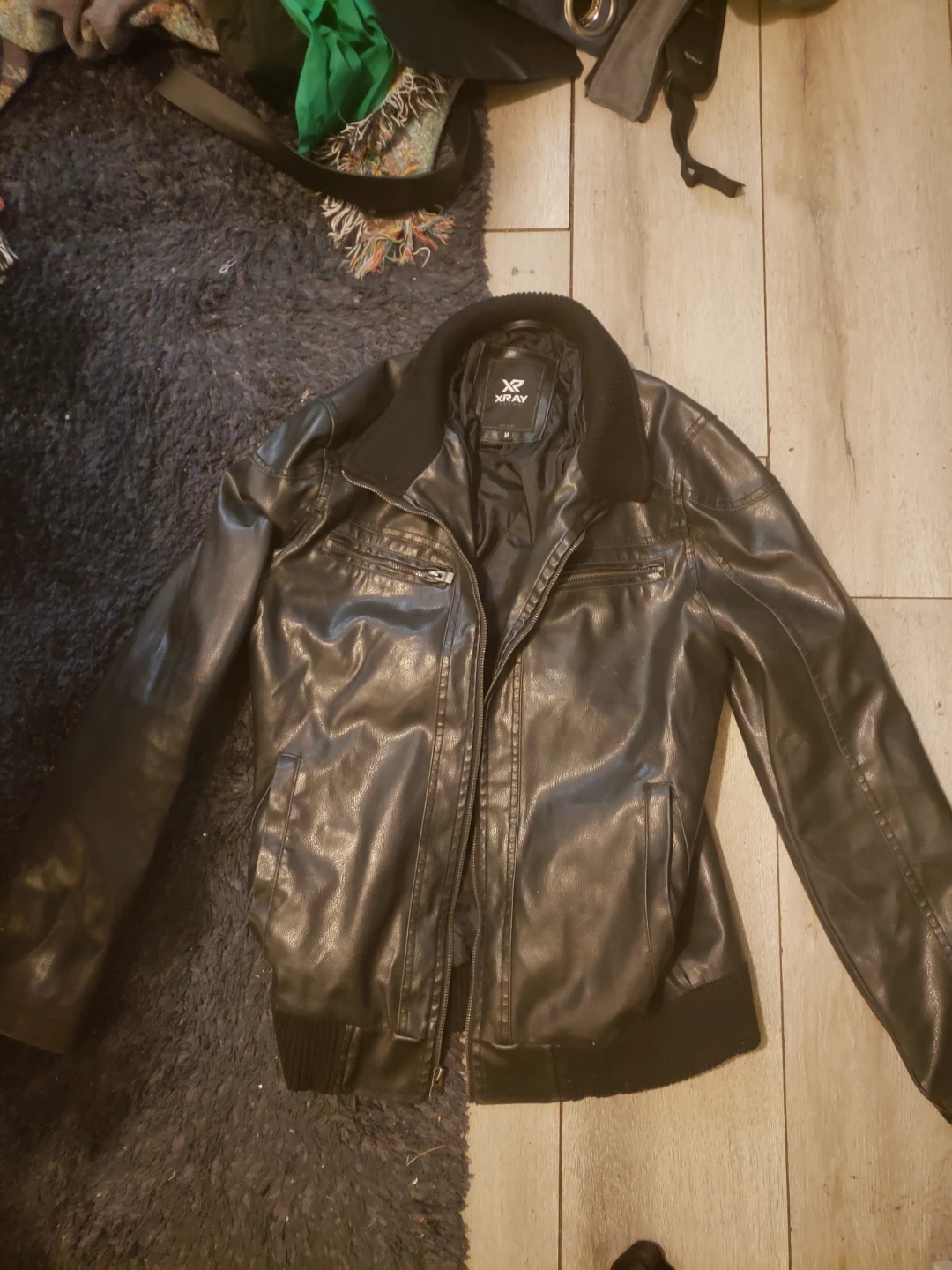 X-Ray Faux Leather Bomber Jacket - photo 2