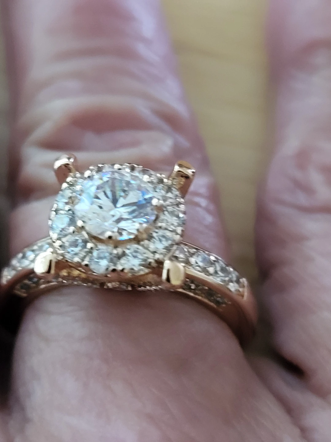 Rose Gold Diamond Halo Ring - photo 2