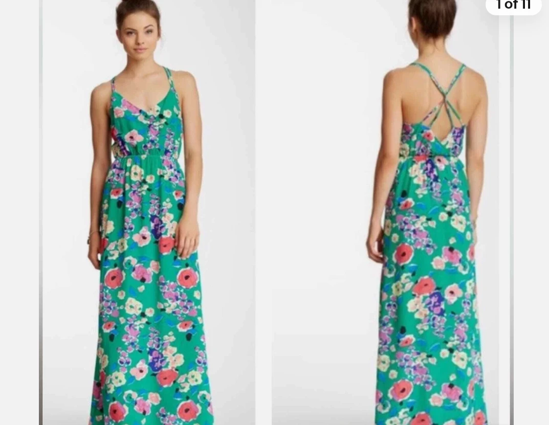 Yumi Kim Floral Maxi Silk Sundress Small 4/6