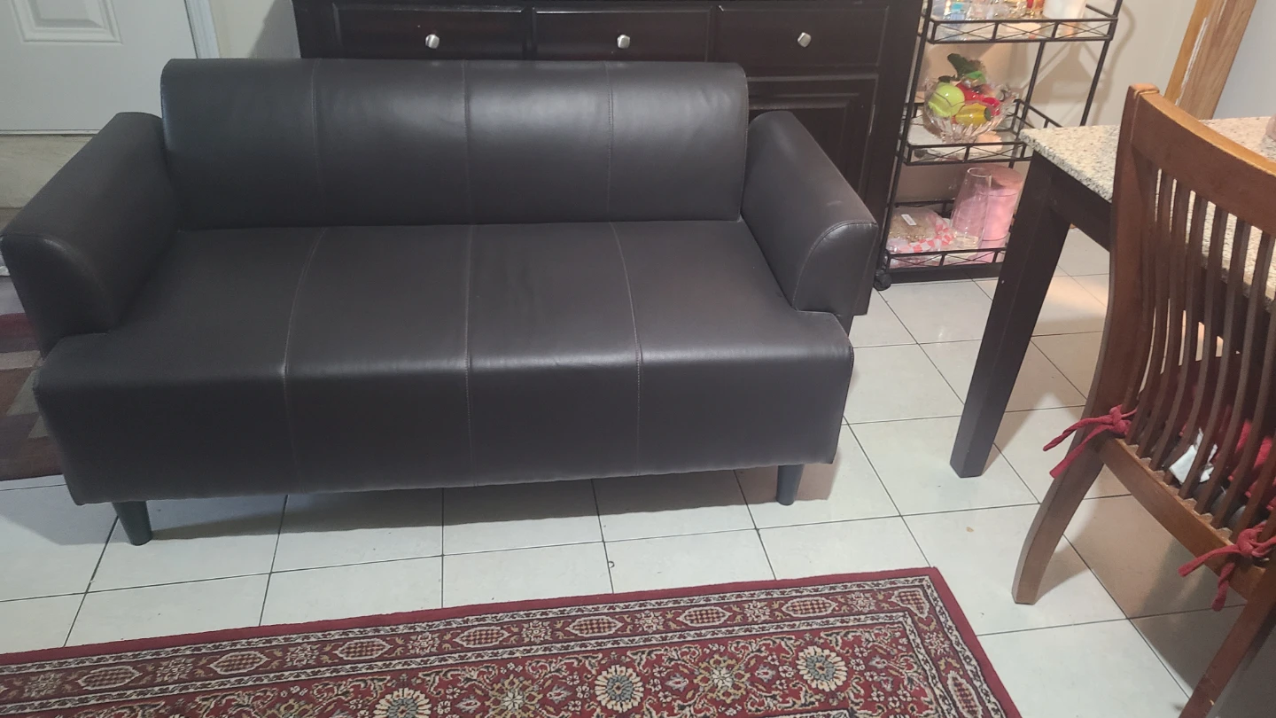 Brown Faux Leather Loveseat