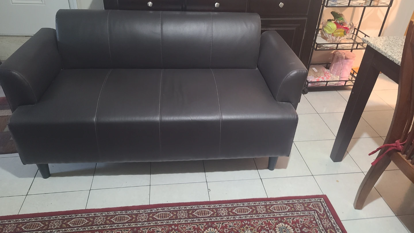 Brown Faux Leather Loveseat - photo 2