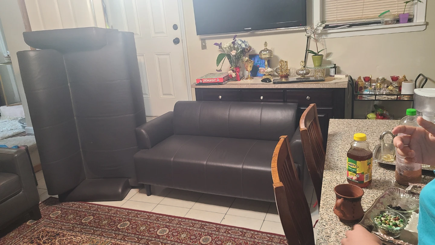 Brown Faux Leather Loveseat - photo 3
