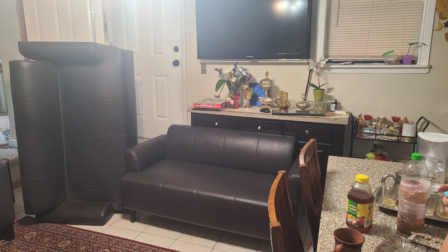 Brown Faux Leather Loveseat - photo 4
