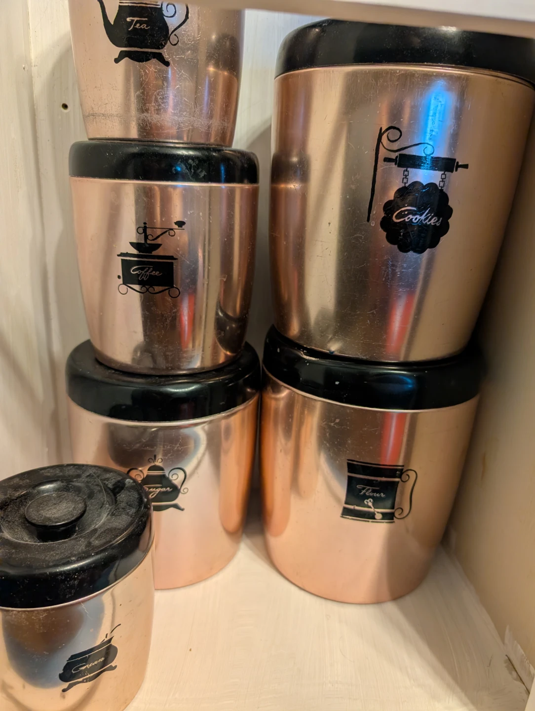 Vintage Copper Tone Kitchen Canister Set