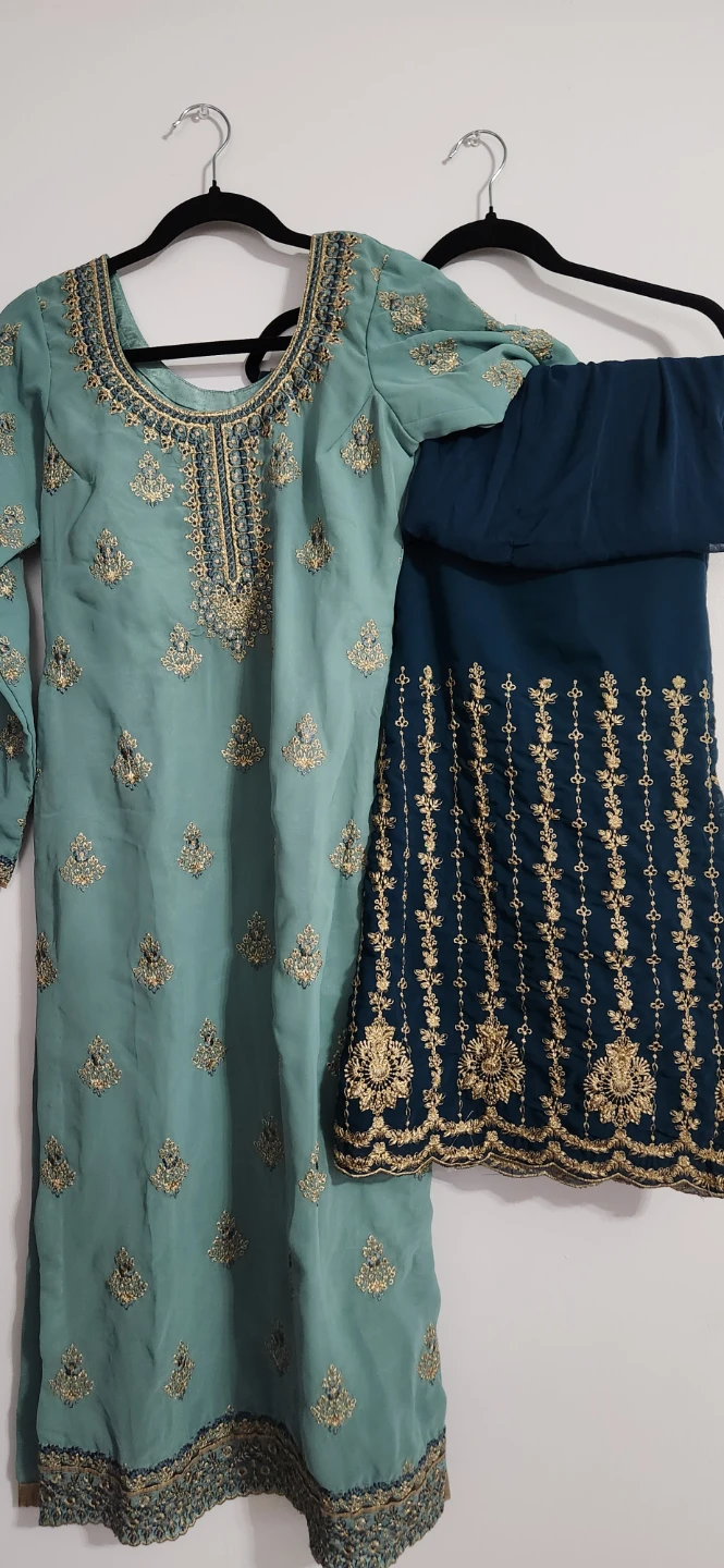 Embroidered Teal Kurti with Dupatta and sharara - photo 5