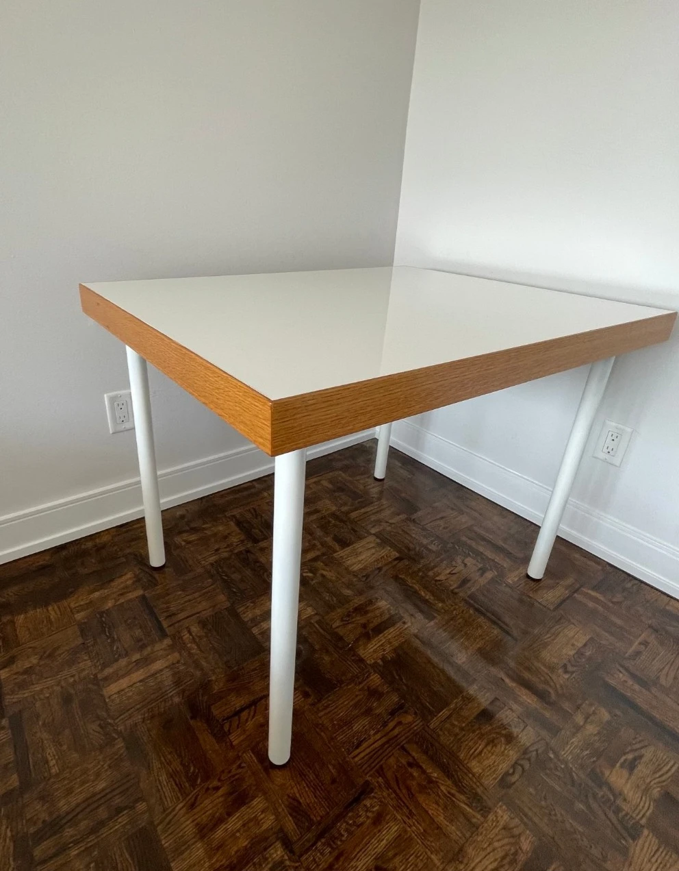 White Table with Wood Accent