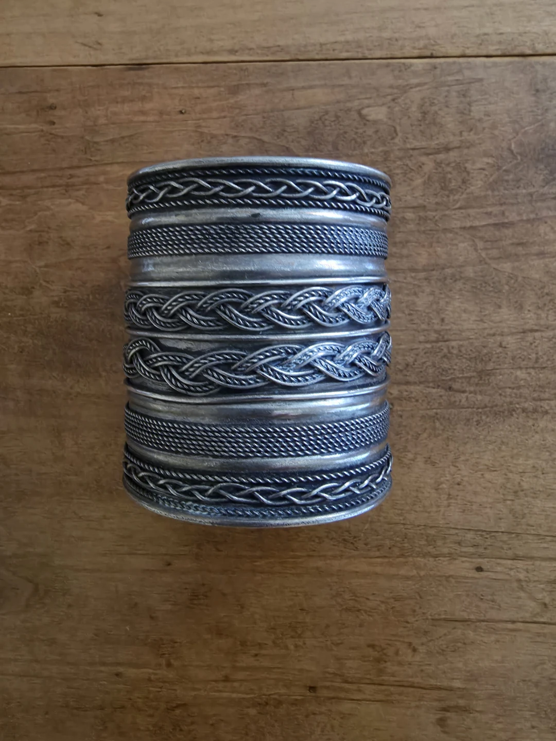 Indian Wide Cuff Bracelet with Braided Detail
