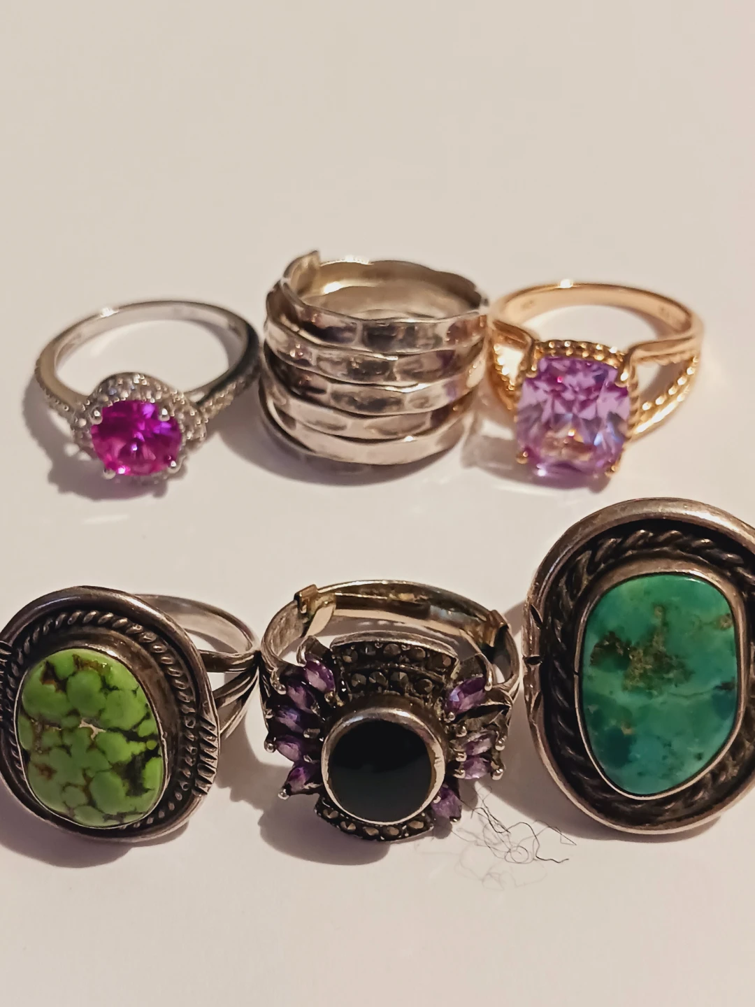 Lot of 6 Assorted STERLING SILVER 925 Gemstone Rings - photo 2