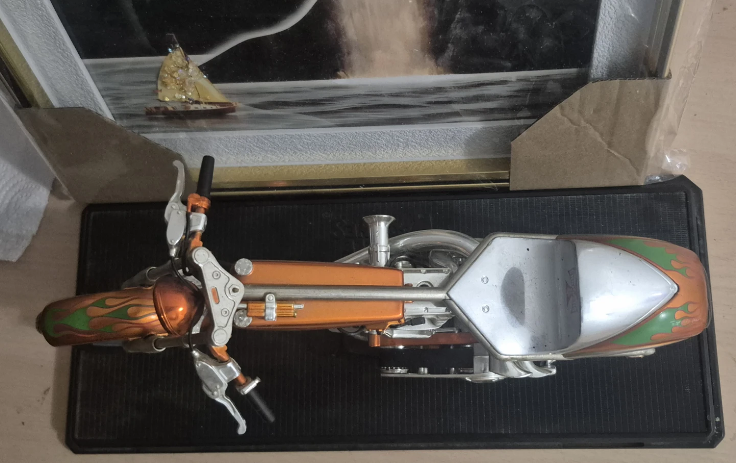 Orange Flame Chopper Motorcycle Model - photo 2