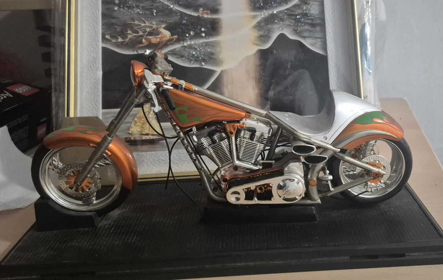 Orange Flame Chopper Motorcycle Model - photo 4