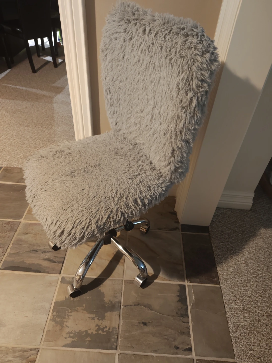 Grey Faux Fur Office Chair