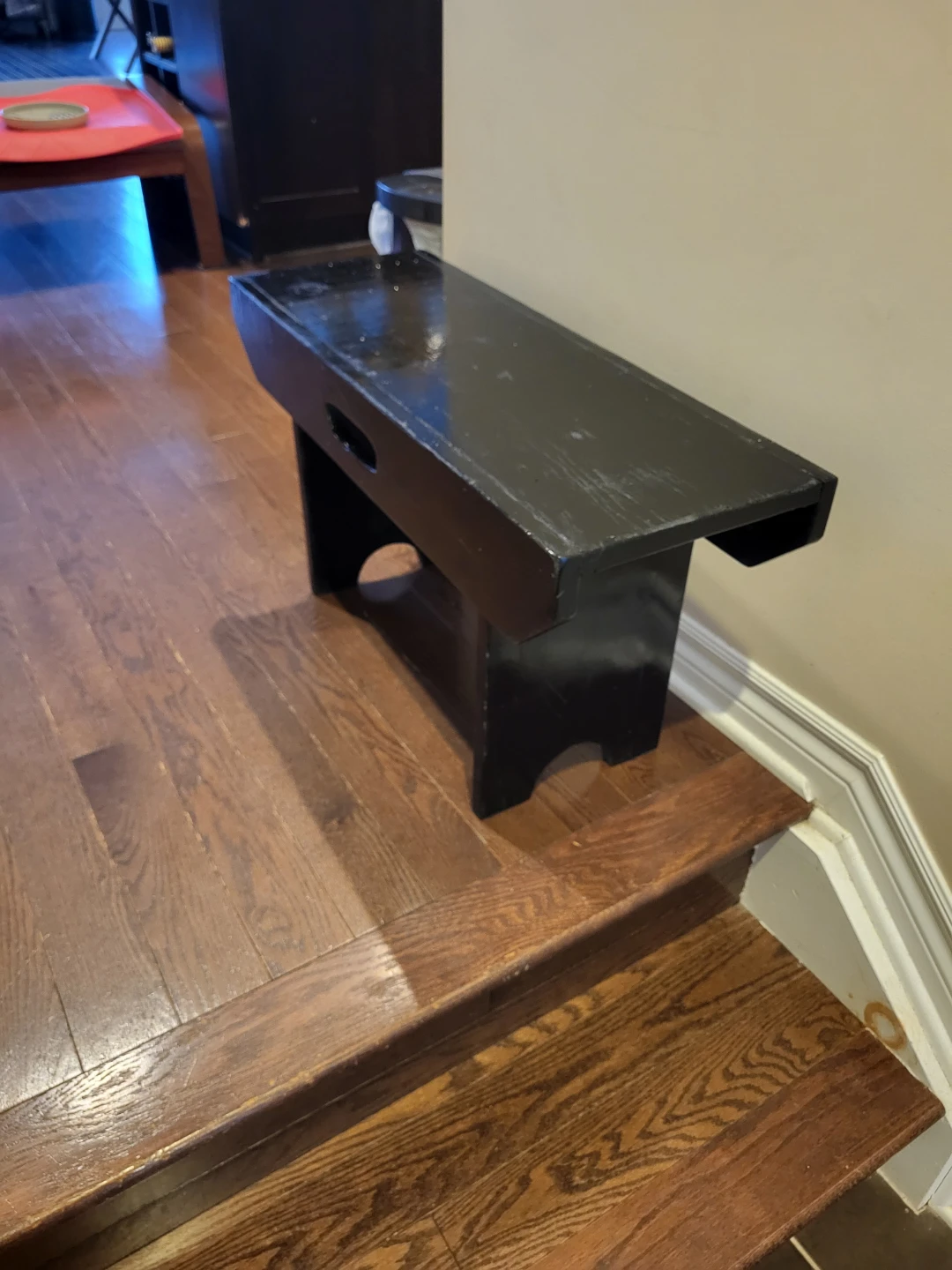 Black Wooden Step Stool Bench - photo 2