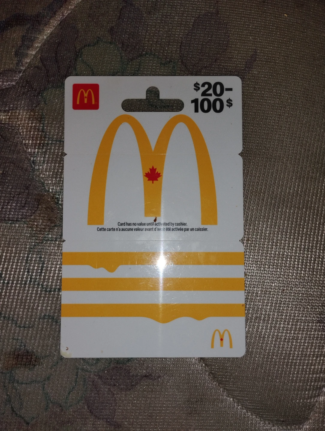 McDonald's Gift Card selling for 15 worth about 20