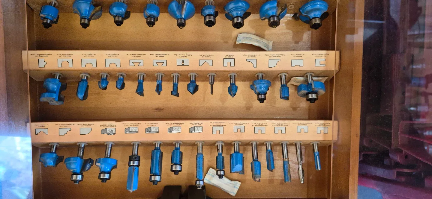 Router Bit Set in Wooden Case