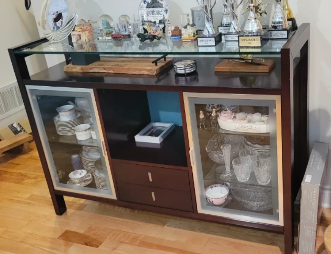 Dark Wood and Glass Display Cabinet