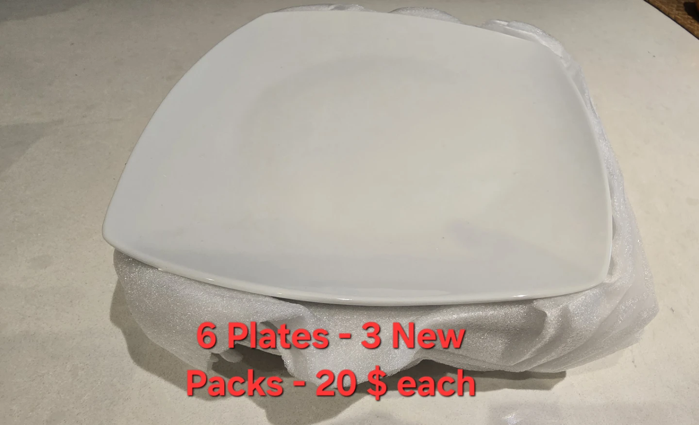 White Square Dinner Plates - 6 Count