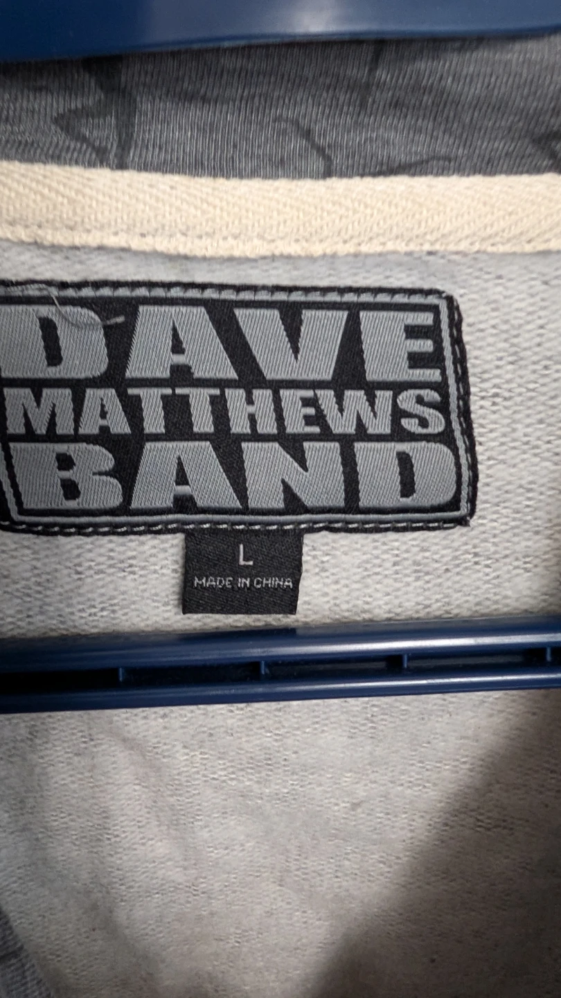 Dave Matthews Band Grey Zip-Up Hoodie - Men's Large - photo 2