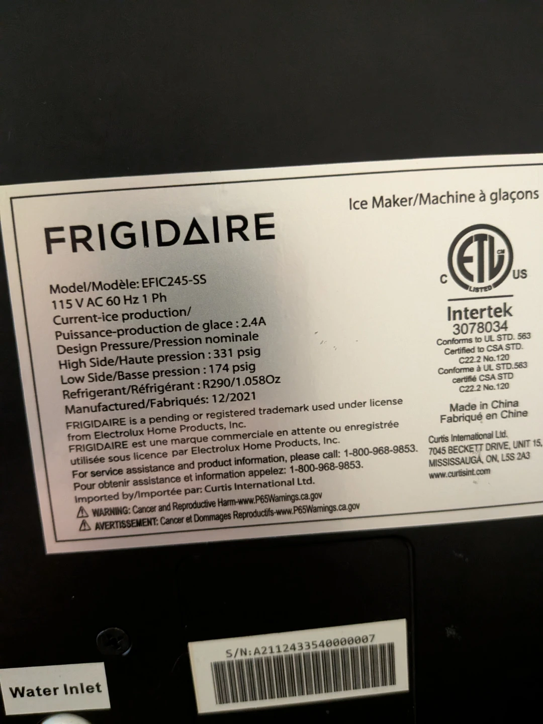 Frigidaire EFIC245-SS Nugget Ice Maker & Water dispenser - photo 3