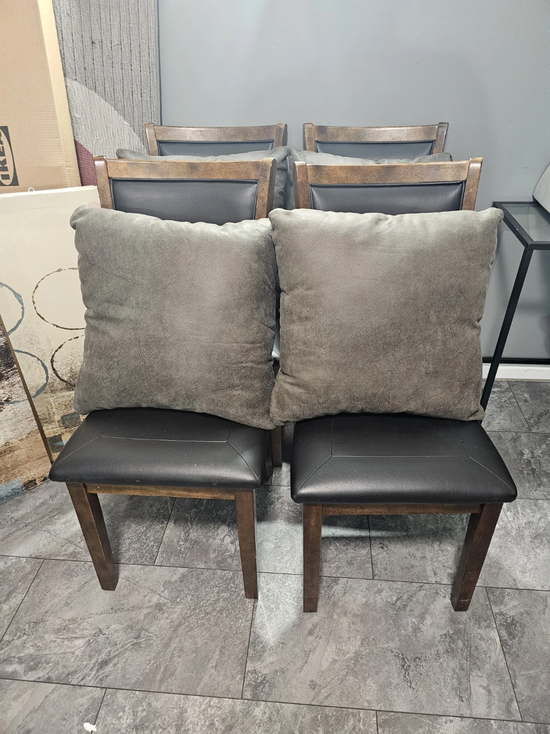 Set of 4 Wood Dining Chairs with Faux Leather Seats - photo 2