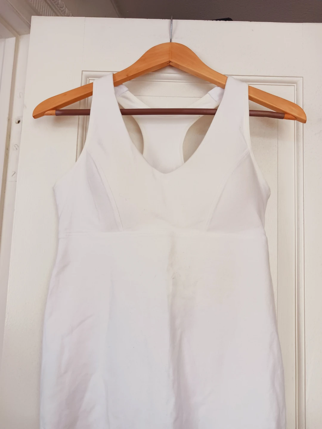 New !! White Tank Top with Built-in Bra.  Size L. - photo 4