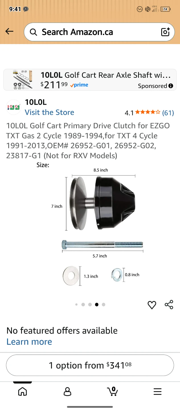 10L0L Golf Cart Primary Drive Clutch - photo 2