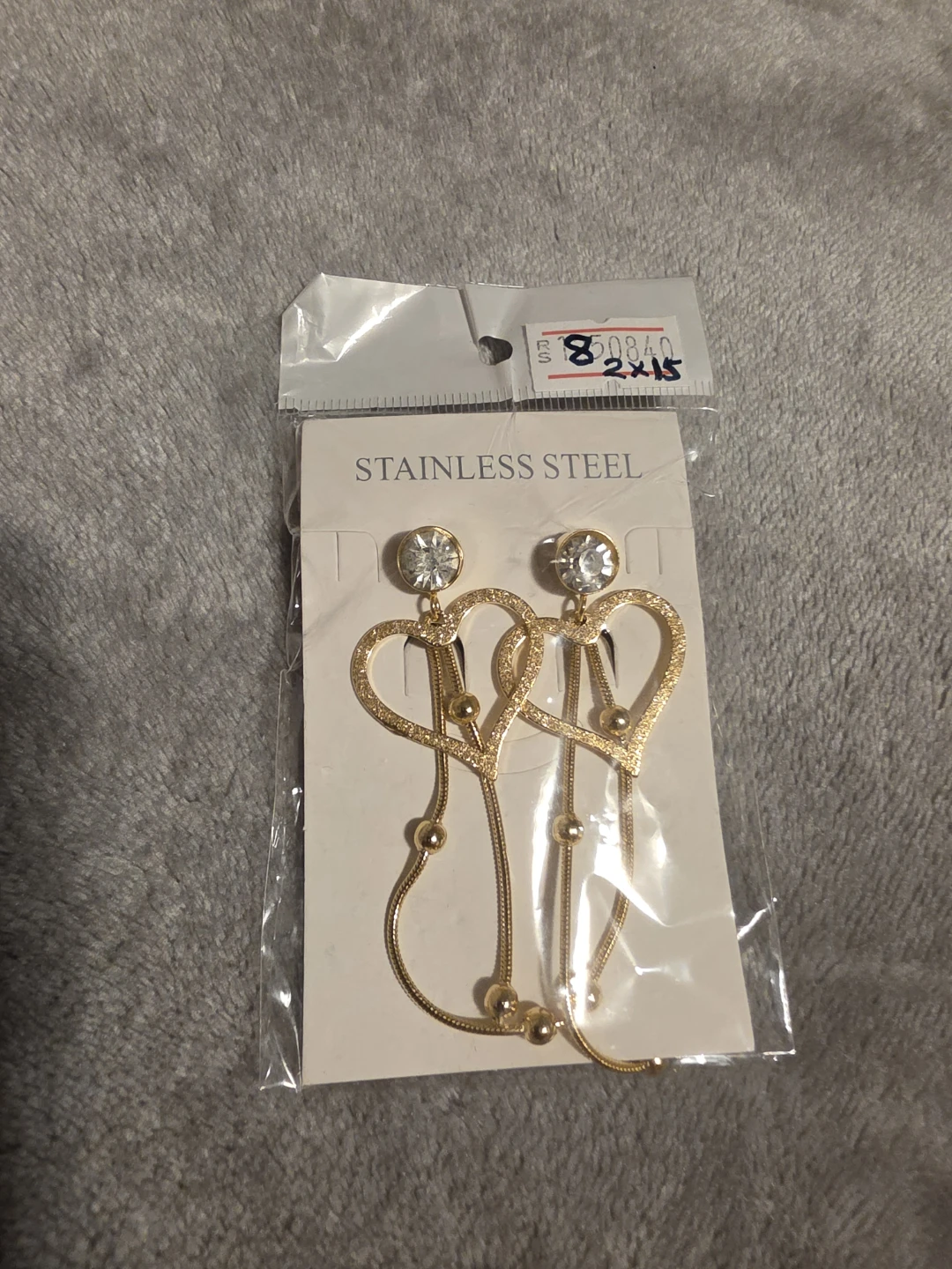 Golden Heart Dangle Earrings - Stainless Steel
