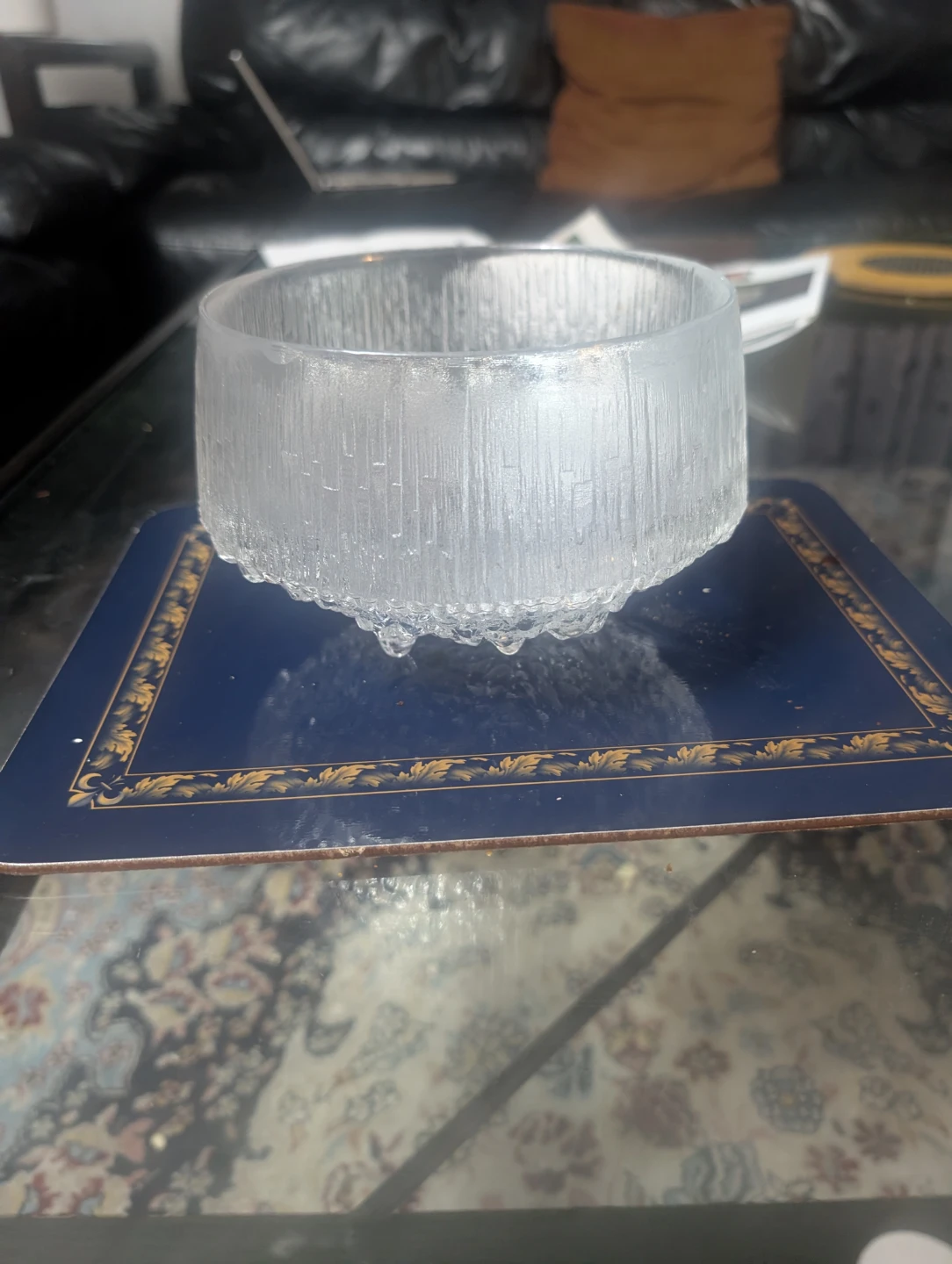 Clear Textured Glass Bowl
