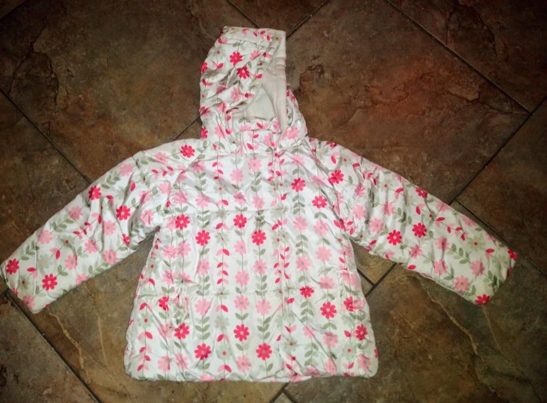 Girl's Hooded Floral Winter Coat