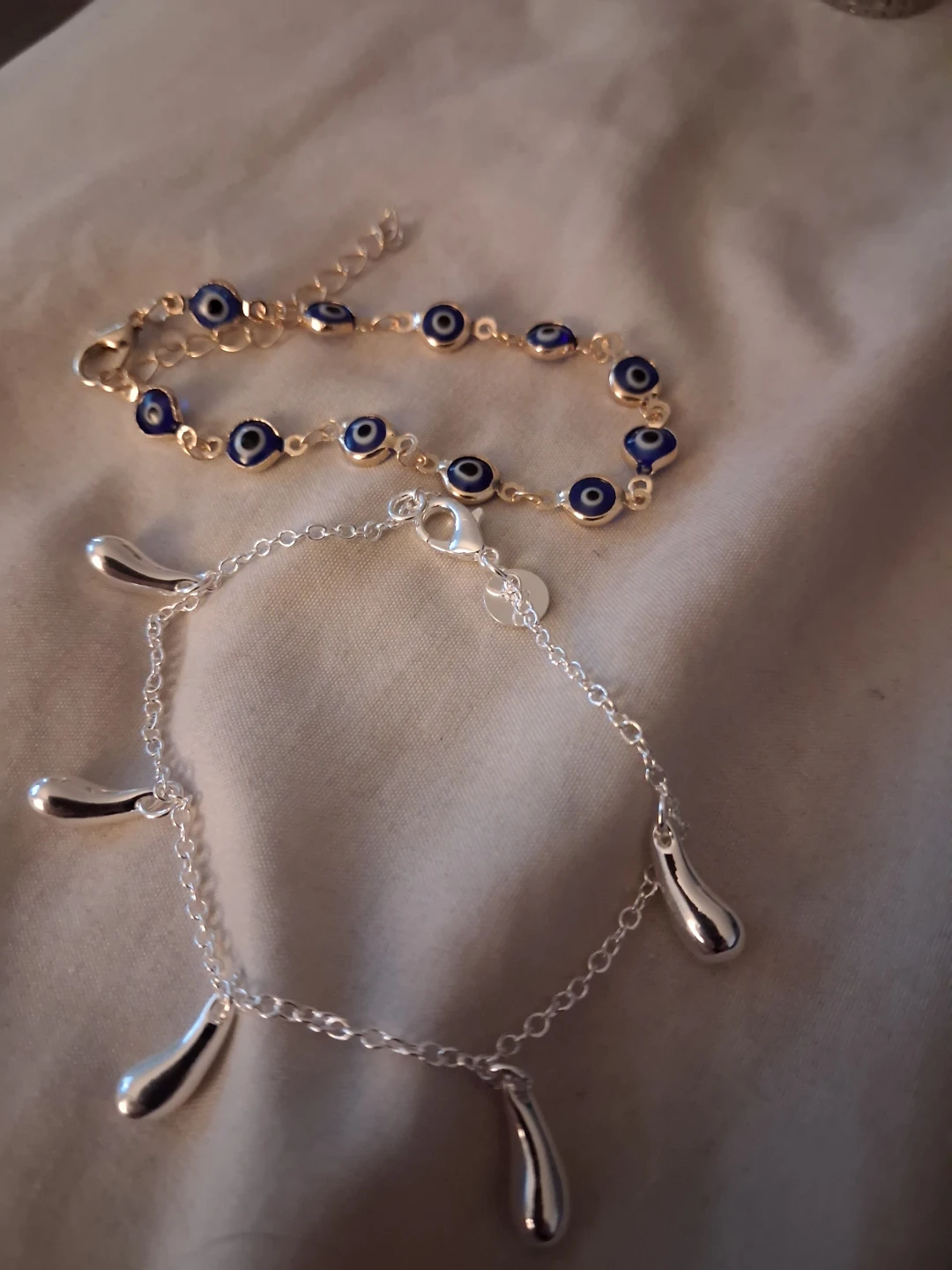 Set of two bracelets: Evil Eye and Teardrop charms