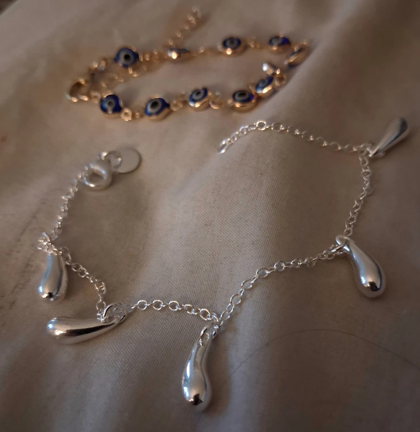 Set of two bracelets: Evil Eye and Teardrop charms - photo 4