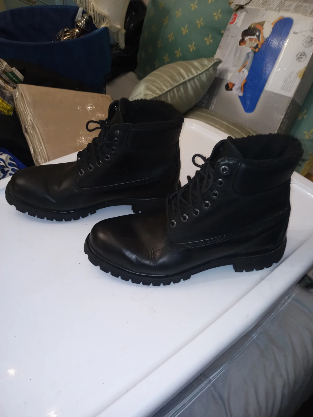 Timberland Men's Black Leather Boots - Size 12 - Waterproof
