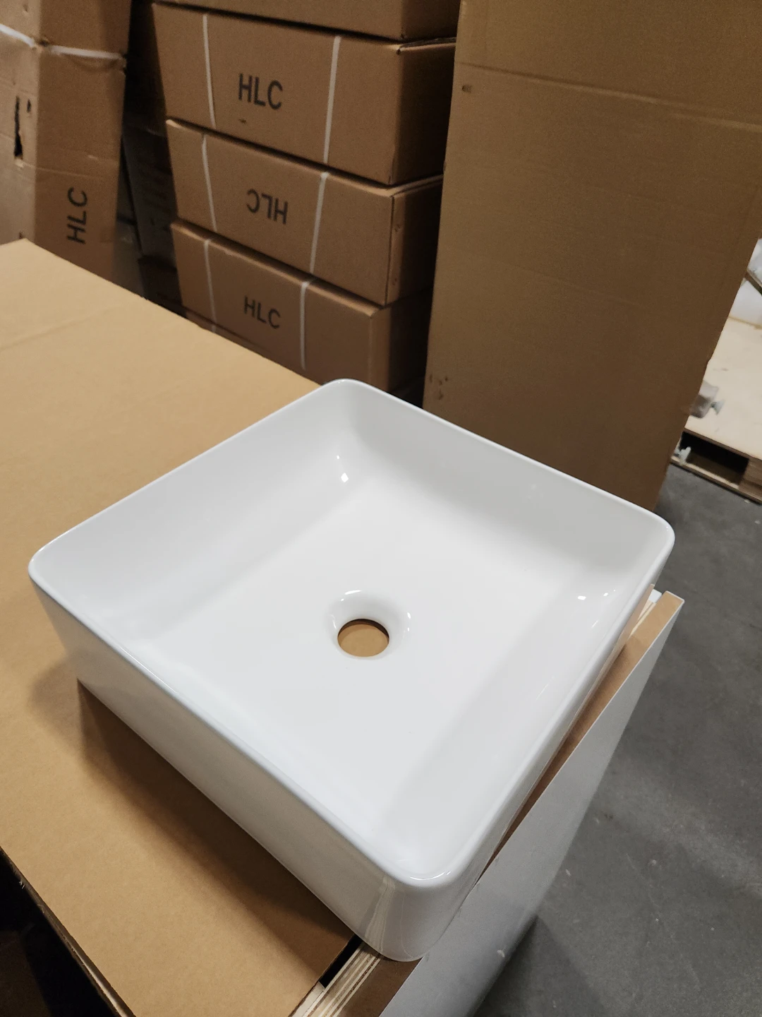 White Square Vessel Sink