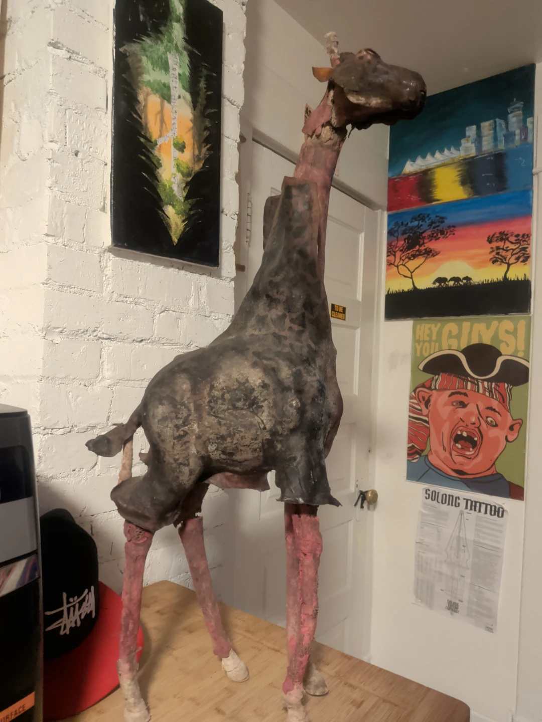 Unique Giraffe Sculpture (skinned wearing its own fur as a coat) - photo 3