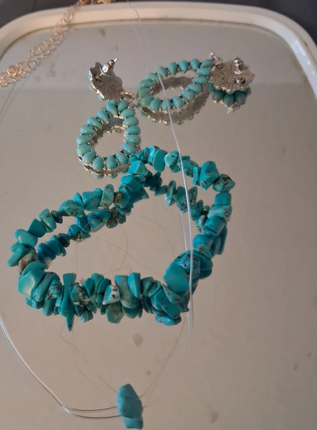 Turquoise Beaded Bracelet and Earrings Set