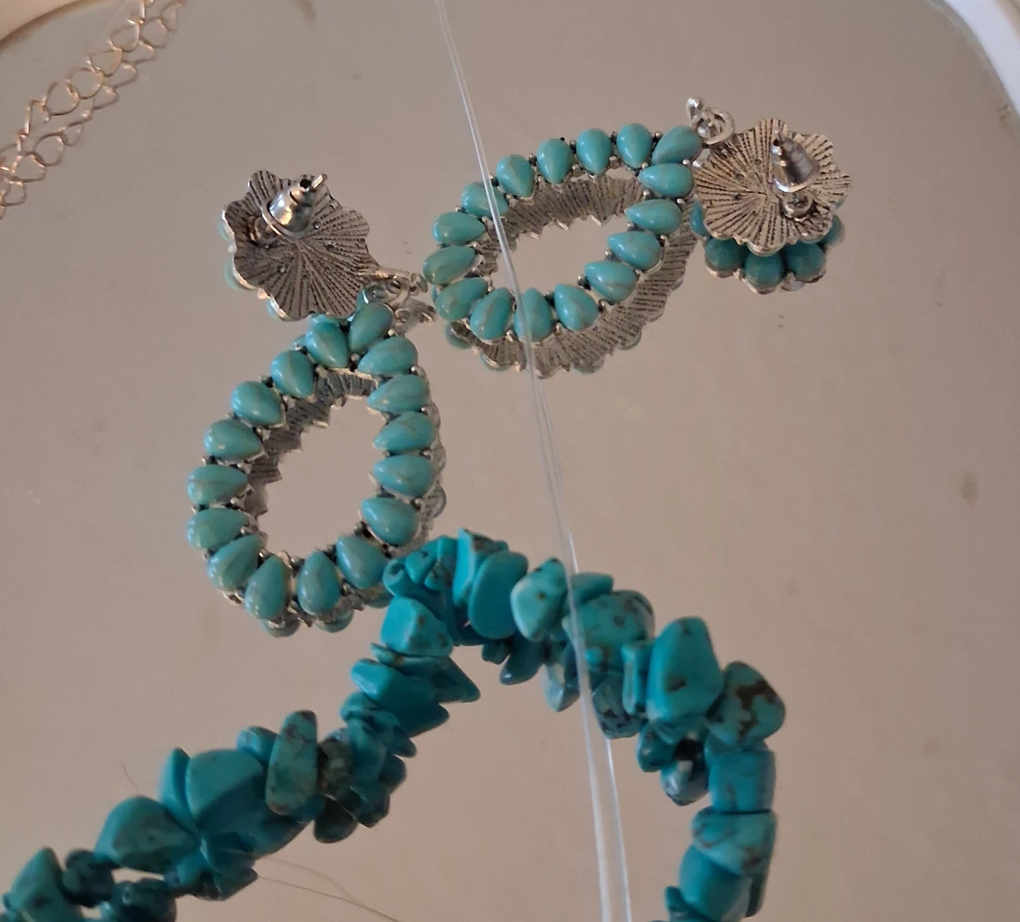 Turquoise Beaded Bracelet and Earrings Set - photo 4