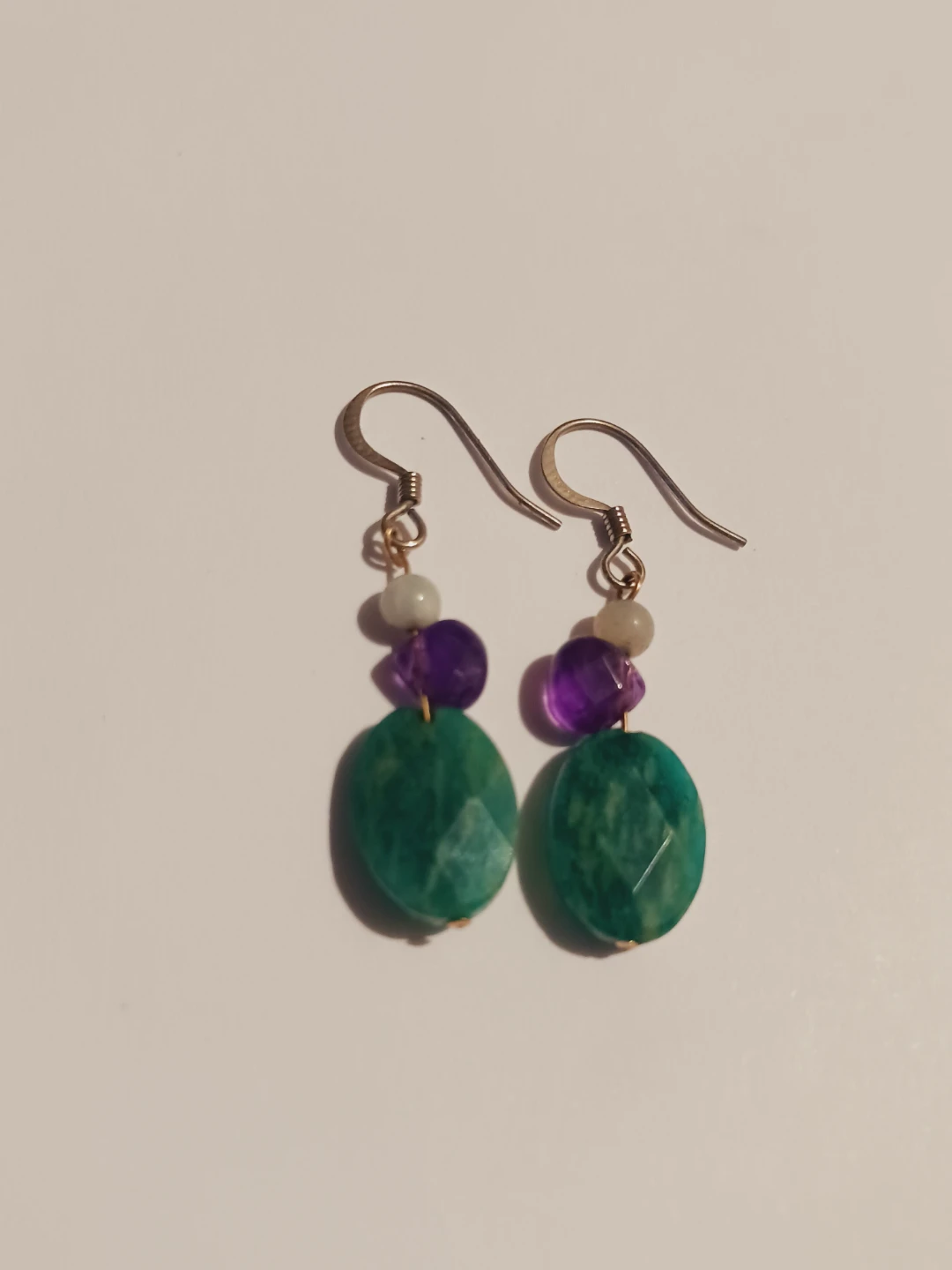 Sterling Silver Amazonite and Amethyst Earrings - photo 2
