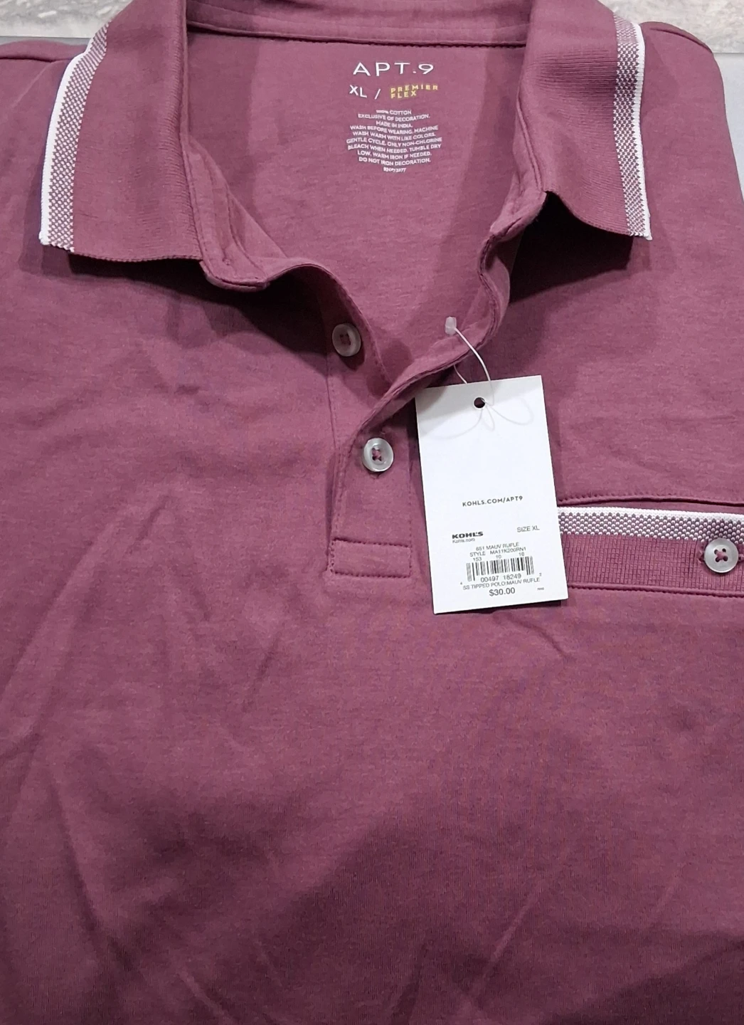 APT.9 Premier Flex Polo Shirt XL Mauve