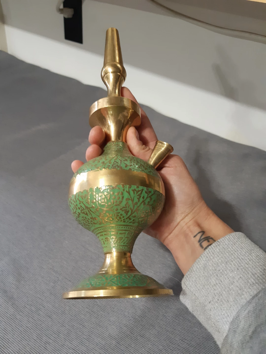 Vintage Enameled Brass Hookah - photo 3