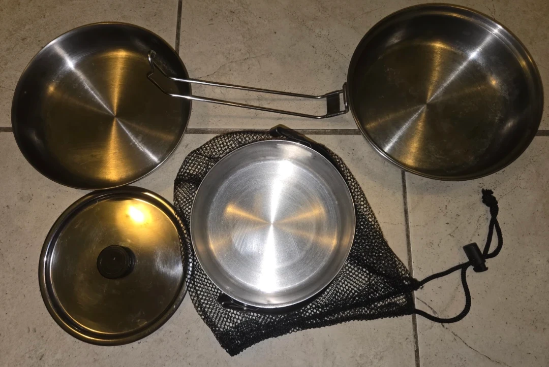 Quality Stainless Steel Camping Cookware Set w Mesh Bag - photo 4