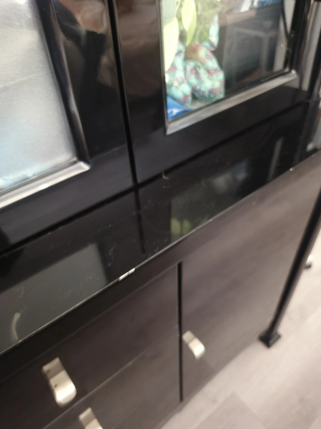 Black Display Cabinet with Glass Doors and Drawers - photo 2
