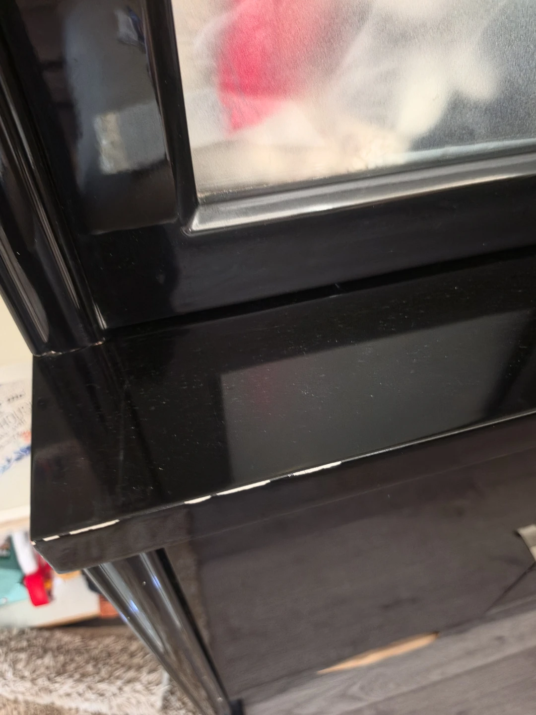 Black Display Cabinet with Glass Doors and Drawers - photo 3
