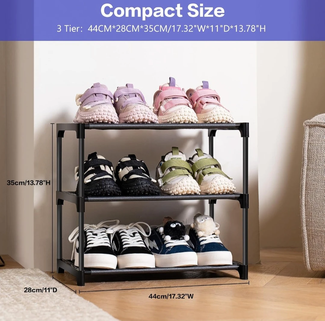 3-Tier Shoe Rack - Compact Size