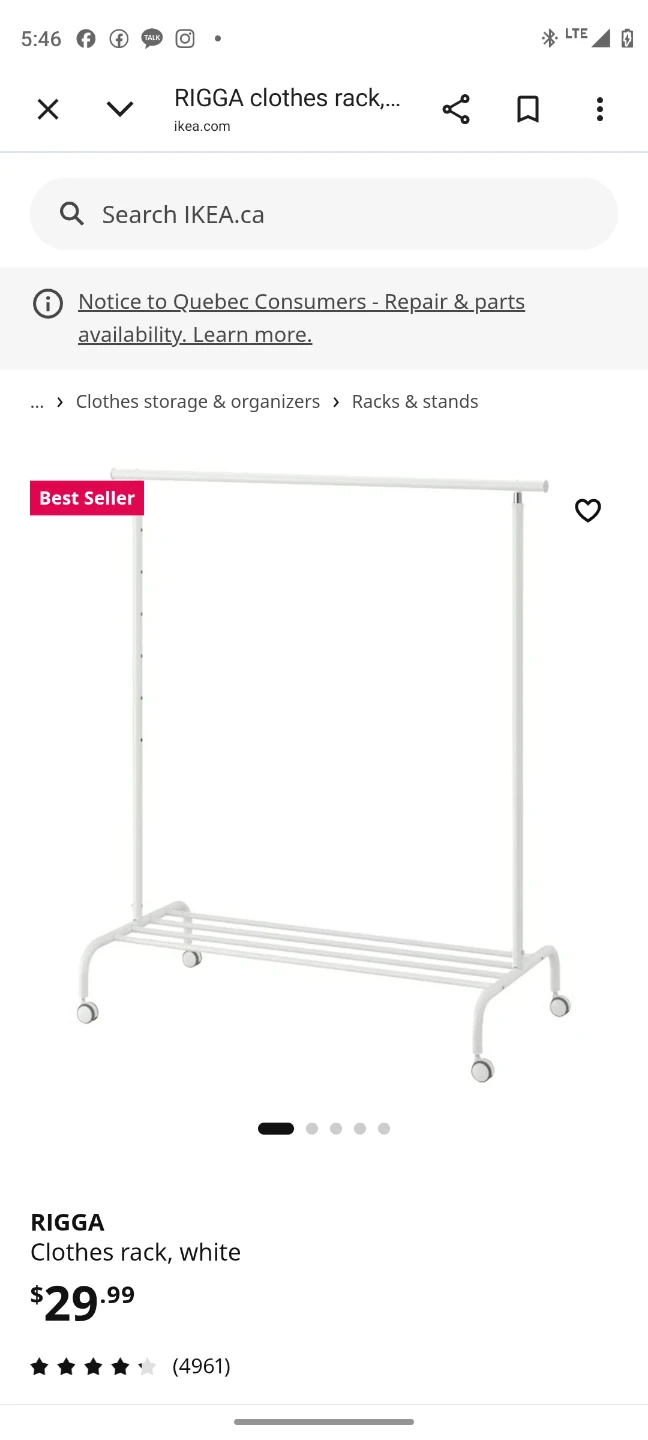 (Today) IKEA RIGGA Clothes Rack + free 50 hanger + container - photo 2